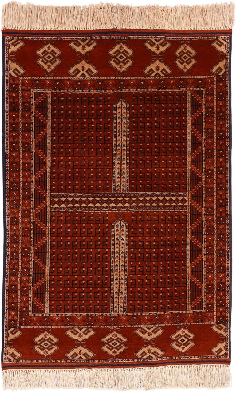 Afghan Oriental Rug 123 × 179 cm, Silk, hand-knotted, antique