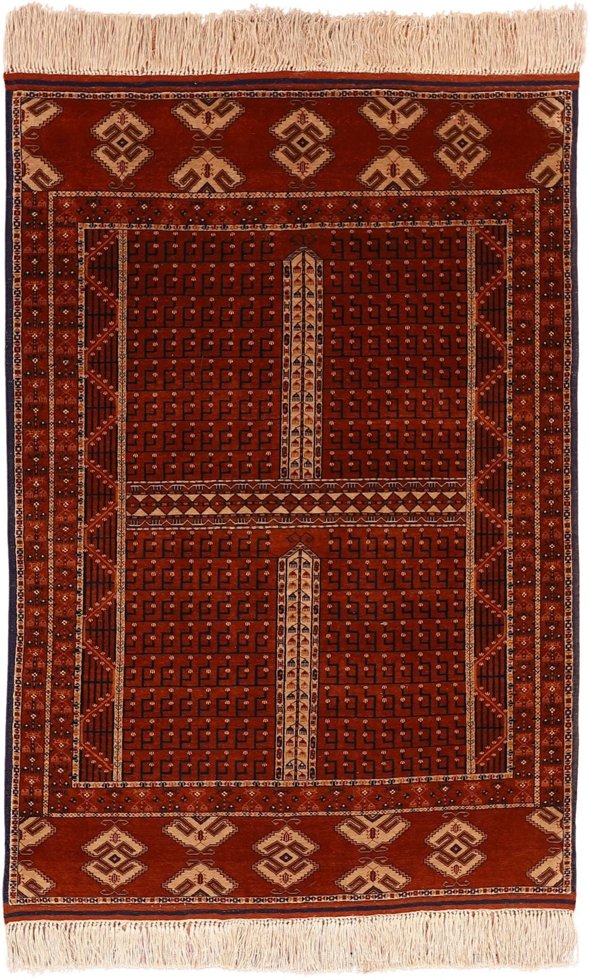 Afghan Oriental Rug 123 × 179 cm, Silk, hand-knotted, antique