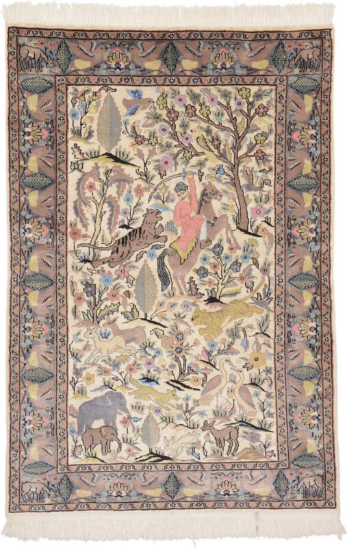 Agra Oriental Rug 125 × 185 cm, Wool and Silk, hand-knotted