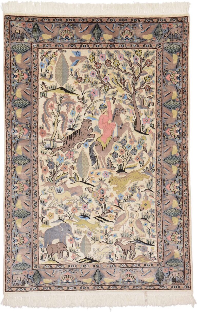 Agra Oriental Rug 125 × 185 cm, Wool and Silk, hand-knotted