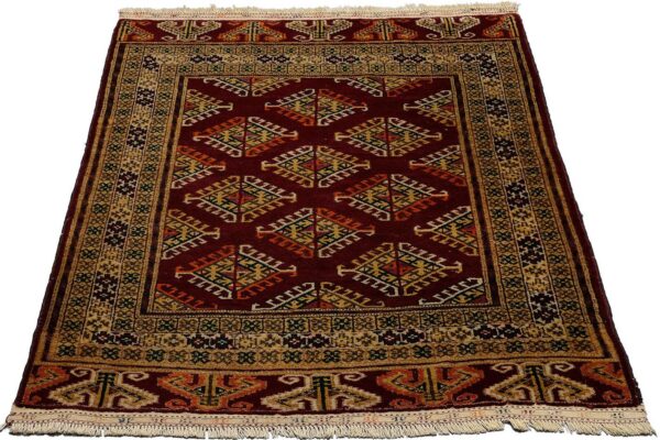 Bukhara Oriental Rug 102 × 145 cm, Wool, hand-knotted, Tekke — view 2