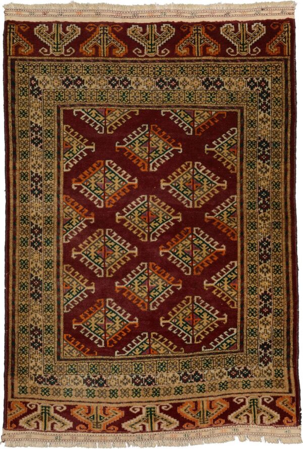 Bukhara Oriental Rug 102 × 145 cm, Wool, hand-knotted, Tekke