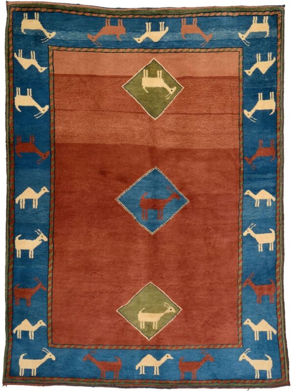 Gabbeh Oriental Rug 146 × 200 cm, Wool, hand-knotted, antique Gabbeh Oriental Rug 146 × 200 cm, Wool, hand-knotted, antique