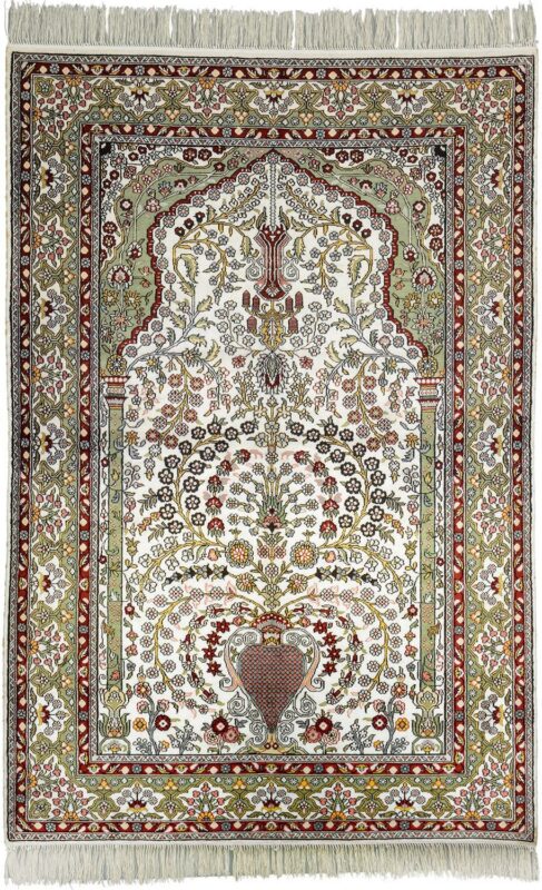 Qom Oriental Rug 121 × 183 cm, Silk, hand-knotted, exclusive