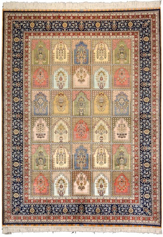 Qom Oriental Rug 172 × 235 cm, Silk, hand-knotted, silk sheen