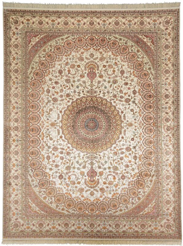 Qom Oriental Rug 280 × 355 cm, Silk, hand-knotted