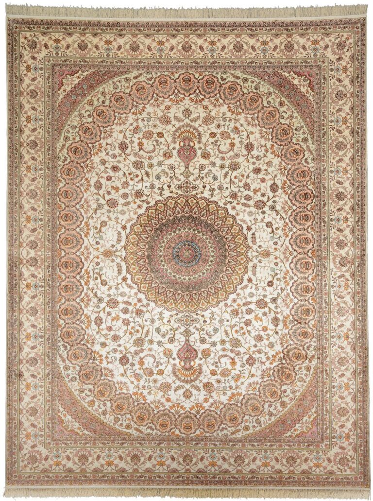Qom Oriental Rug 280 × 355 cm, Silk, hand-knotted