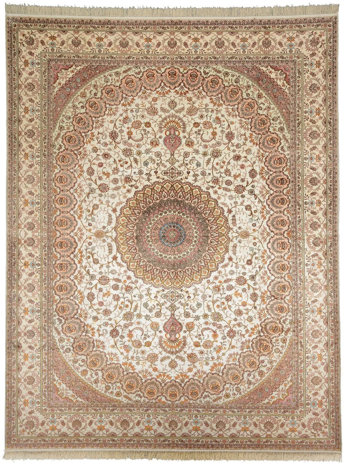 Qom Oriental Rug 280 × 355 cm, Silk, hand-knotted