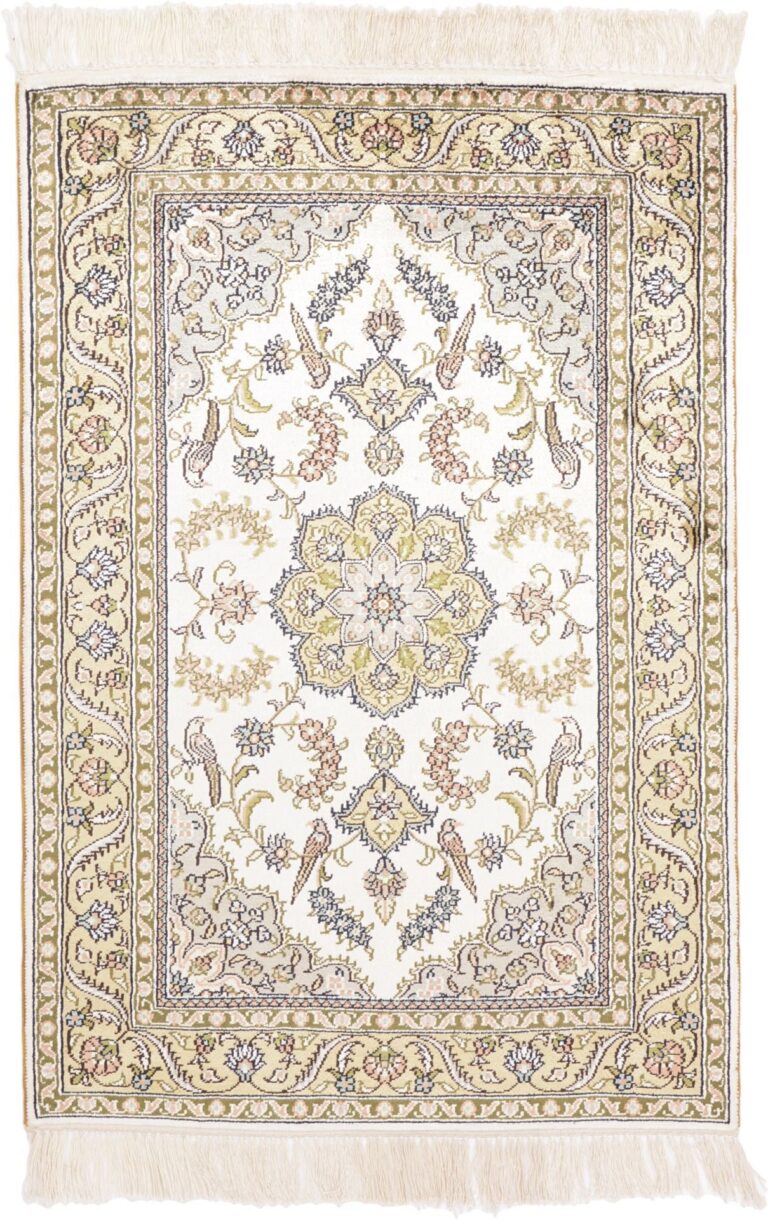 Qom Oriental Rug 63 × 90 cm, Silk, hand-knotted