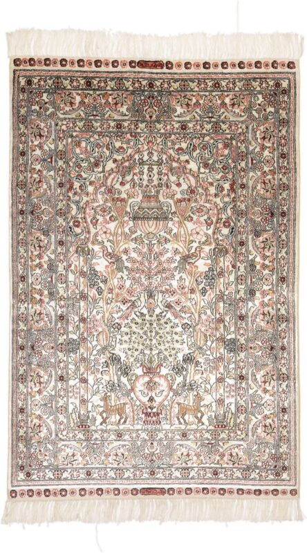 Qom Oriental Rug 78 × 117 cm, Silk, hand-knotted, exclusive Qom Oriental Rug 78 × 117 cm, Silk, hand-knotted, exclusive
