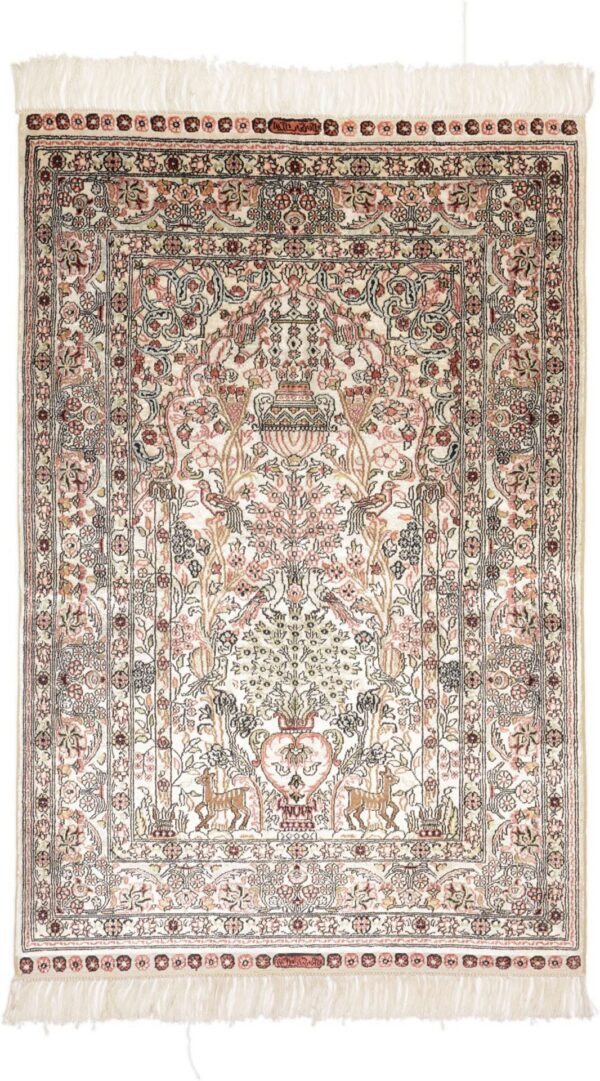 Qom Oriental Rug 78 × 117 cm, Silk, hand-knotted, exclusive Qom Oriental Rug 78 × 117 cm, Silk, hand-knotted, exclusive