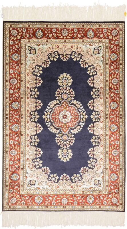Qom Oriental Rug 79 × 121 cm, Silk, hand-knotted