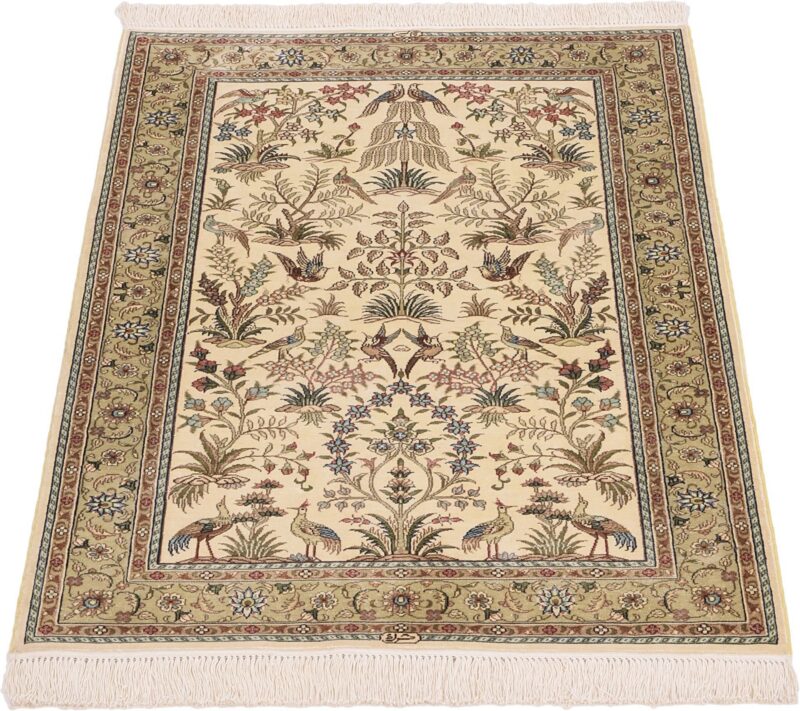 Qom Oriental Rug 79 × 123 cm, Silk, hand-knotted — view 2 Qom Oriental Rug 79 × 123 cm, Silk, hand-knotted — view 2