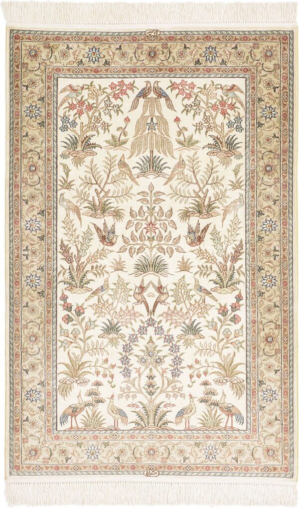 Qom Oriental Rug 79 × 123 cm, Silk, hand-knotted Qom Oriental Rug 79 × 123 cm, Silk, hand-knotted