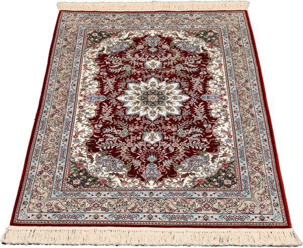 Qom Oriental Rug 80 × 124 cm, Silk, Red/Orange, hand-knotted — view 2