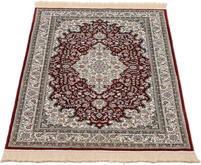Qom Oriental Rug 80 × 124 cm, Silk, Red/Orange, hand-knotted — view 2