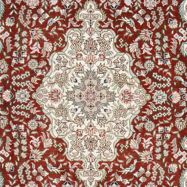Qom Oriental Rug 80 × 124 cm, Silk, Red/Orange, hand-knotted — view 4