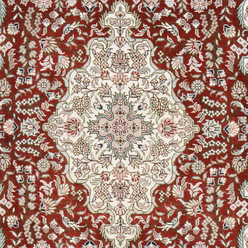 Qom Oriental Rug 80 × 124 cm, Silk, Red/Orange, hand-knotted — view 4
