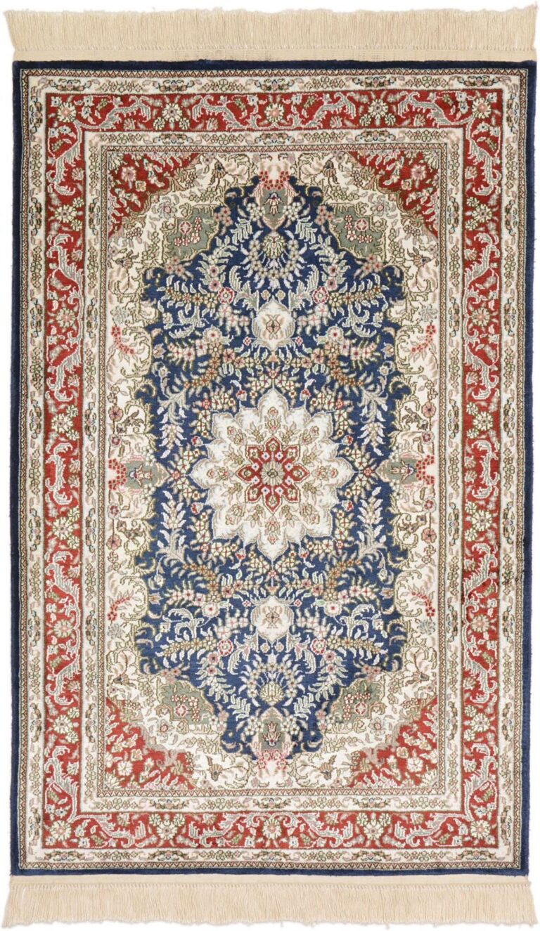 Qom Oriental Rug 80 × 124 cm, Silk, Multicolor, hand-knotted