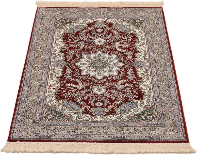 Qom Oriental Rug 80 × 124 cm, Silk, Red/Orange, hand-knotted, exclusive — view 2