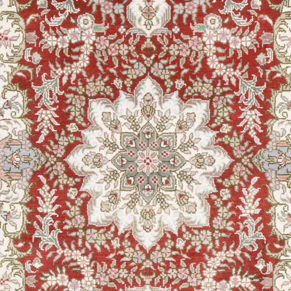 Qom Oriental Rug 80 × 124 cm, Silk, Red/Orange, hand-knotted, exclusive — view 4