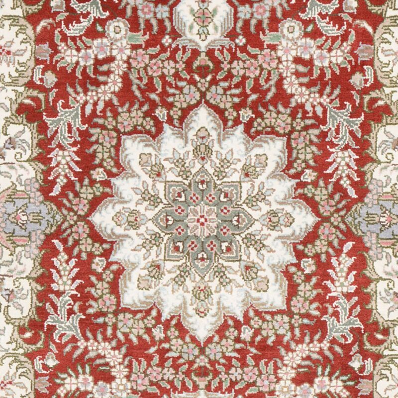 Qom Oriental Rug 80 × 124 cm, Silk, Red/Orange, hand-knotted, exclusive — view 4