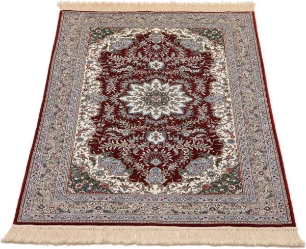 Qom Oriental Rug 80 × 124 cm, Silk, Red/Orange, hand-knotted, exclusive — view 2