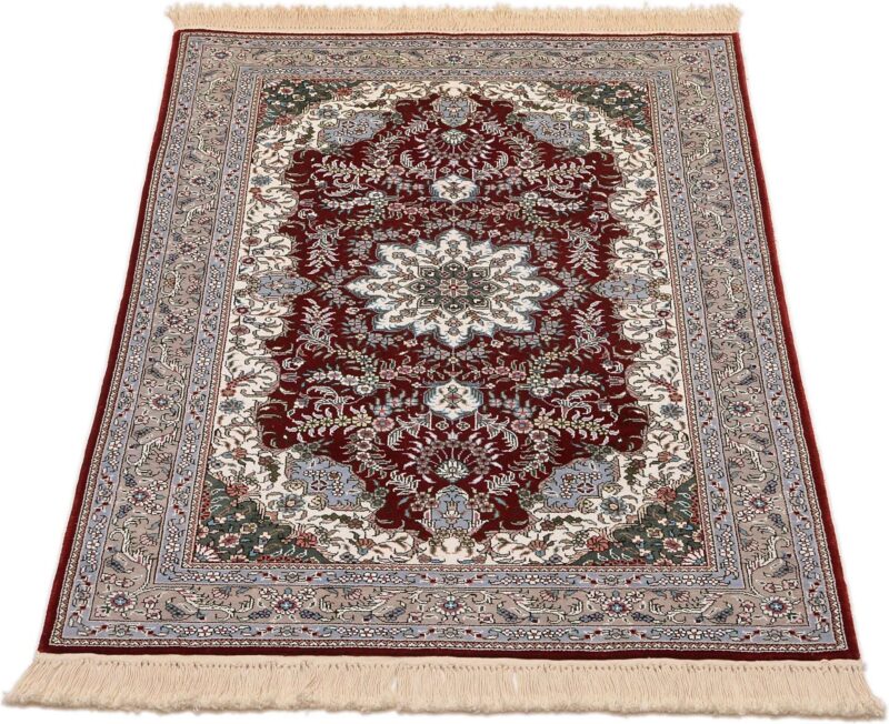Qom Oriental Rug 80 × 124 cm, Silk, Red/Orange, hand-knotted, exclusive — view 2