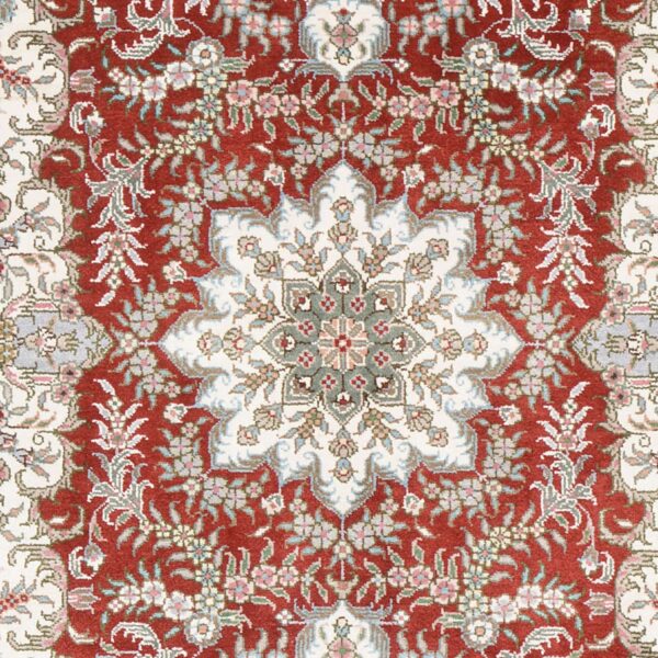 Qom Oriental Rug 80 × 124 cm, Silk, Red/Orange, hand-knotted, exclusive — view 4