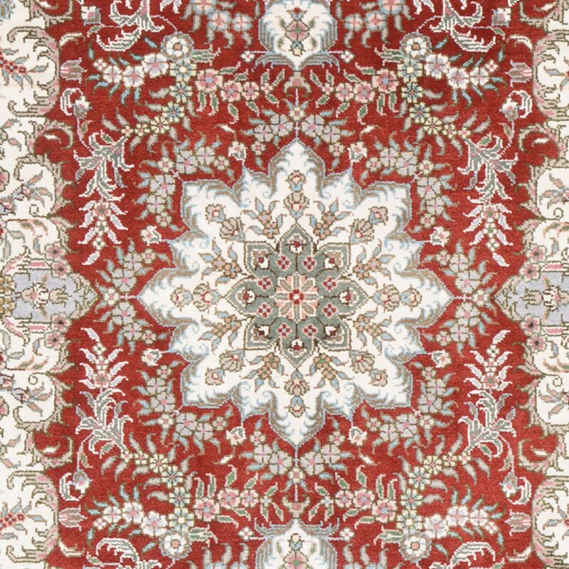 Qom Oriental Rug 80 × 124 cm, Silk, Red/Orange, hand-knotted, exclusive — view 4