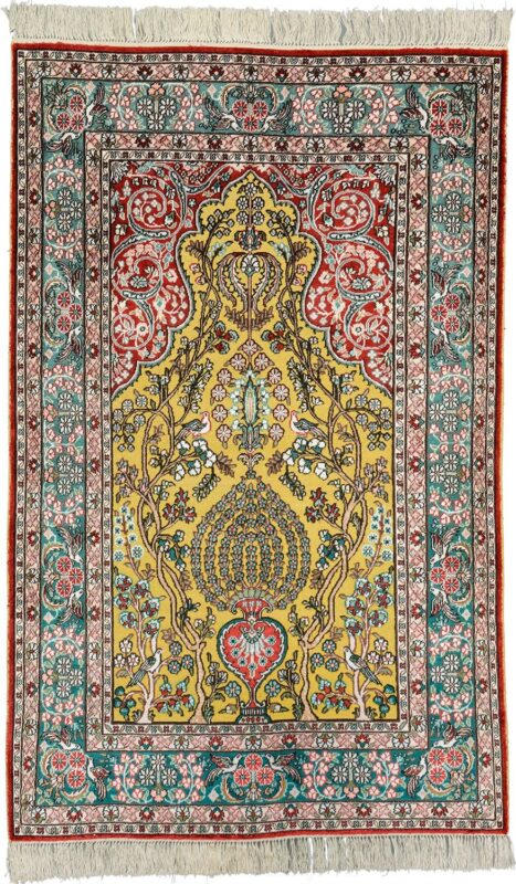 Qom Oriental Rug 91 × 152 cm, Silk, hand-knotted, exclusive