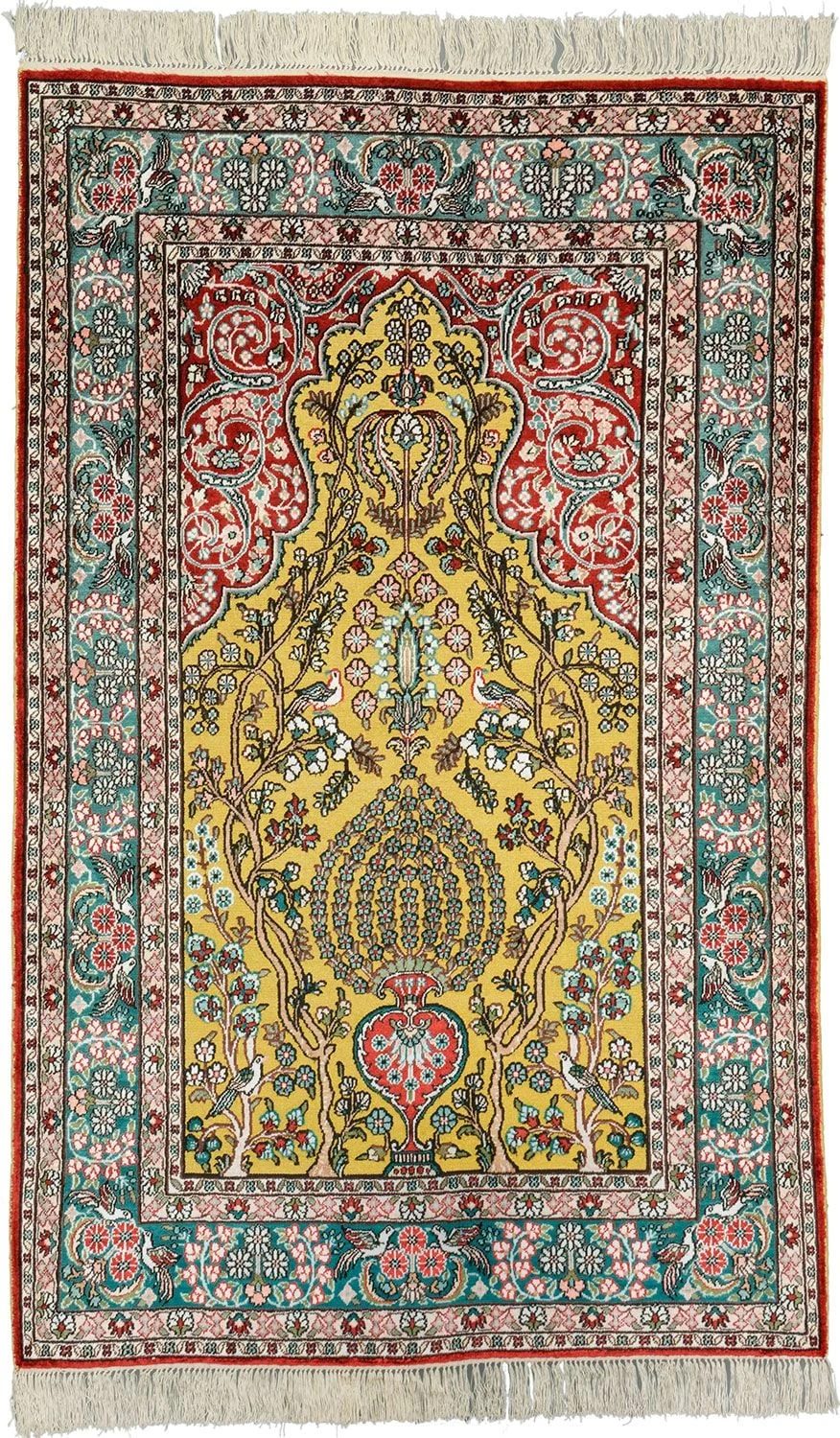 Qom Oriental Rug 91 × 152 cm, Silk, hand-knotted, exclusive