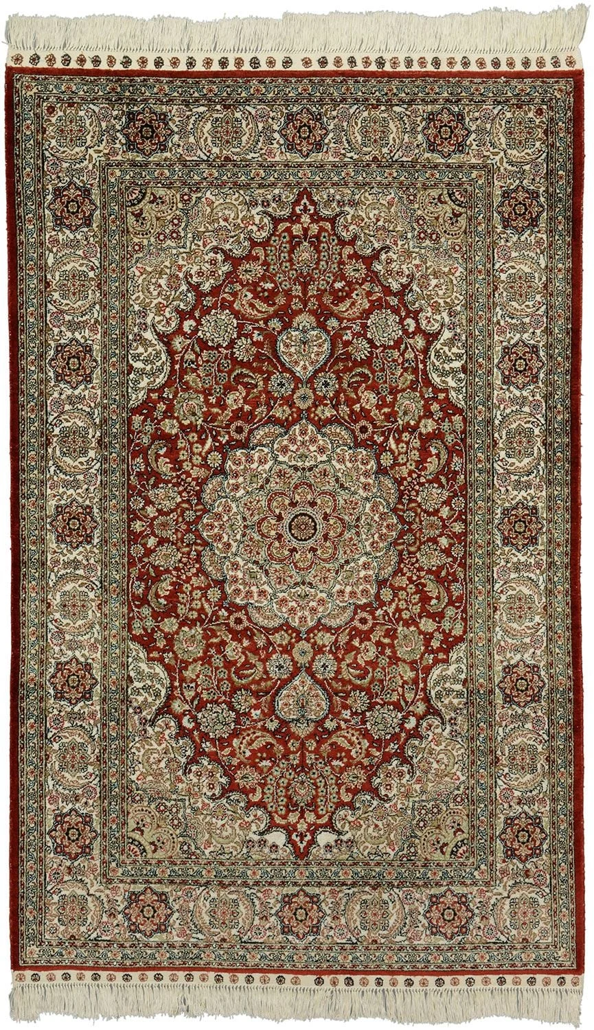 Qom Oriental Rug 91 × 152 cm, Silk, hand-knotted