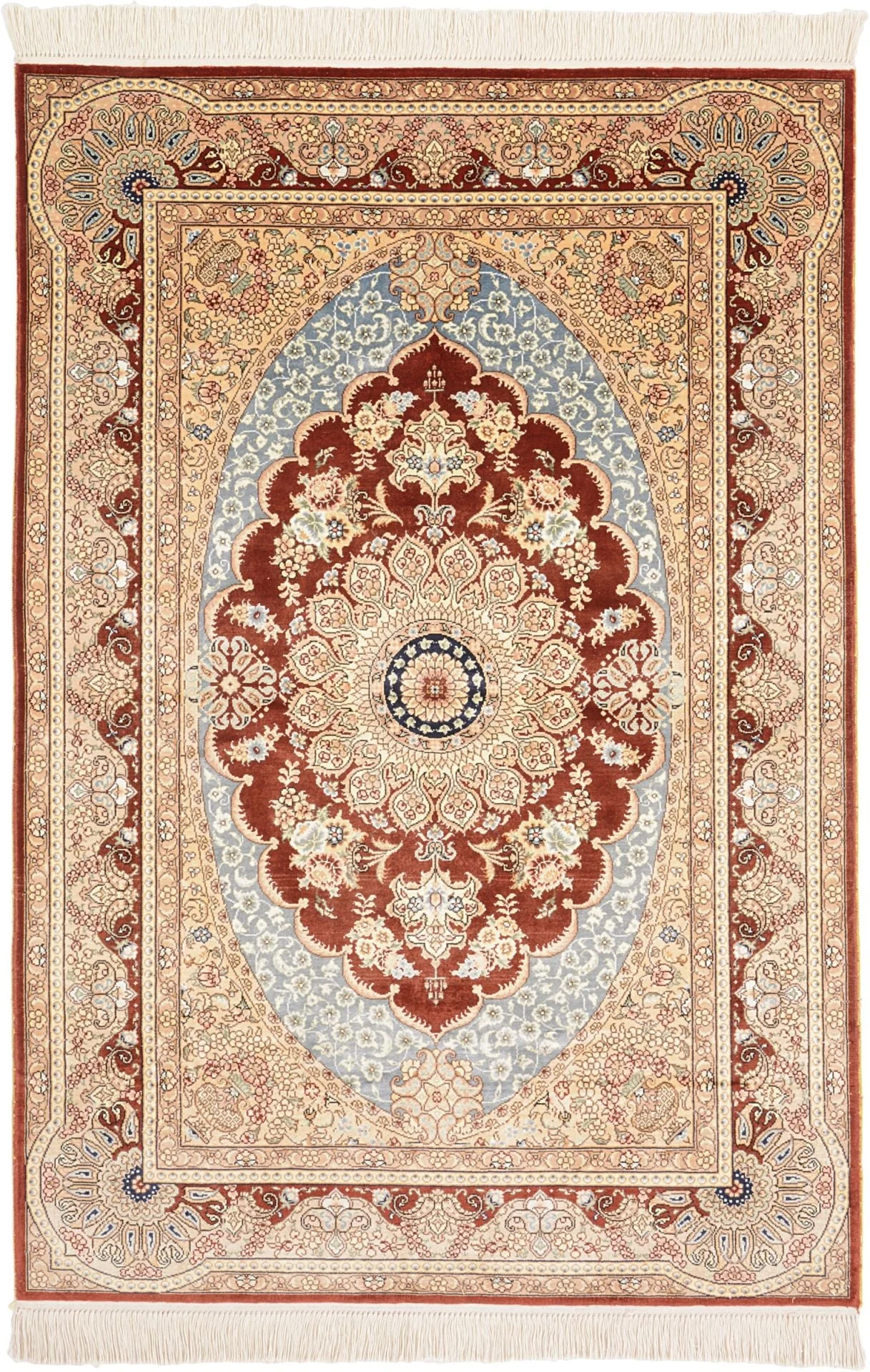 Qom Oriental Rug 92 × 136 cm, Silk, hand-knotted