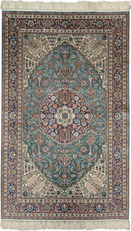 Qom Oriental Rug 92 × 150 cm, Silk, hand-knotted Qom Oriental Rug 92 × 150 cm, Silk, hand-knotted