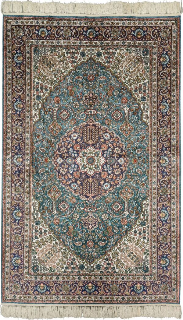 Qom Oriental Rug 92 × 150 cm, Silk, hand-knotted Qom Oriental Rug 92 × 150 cm, Silk, hand-knotted