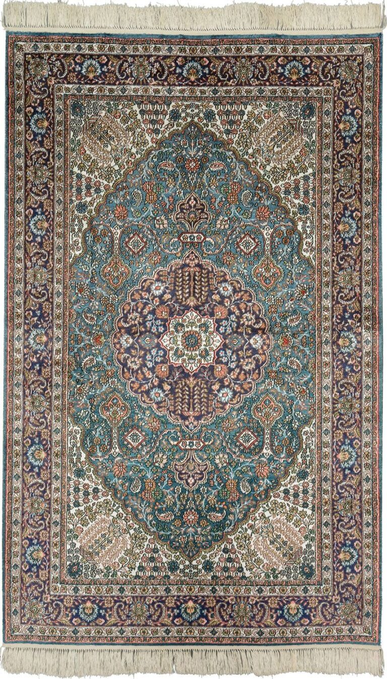 Qom Oriental Rug 92 × 150 cm, Silk, hand-knotted