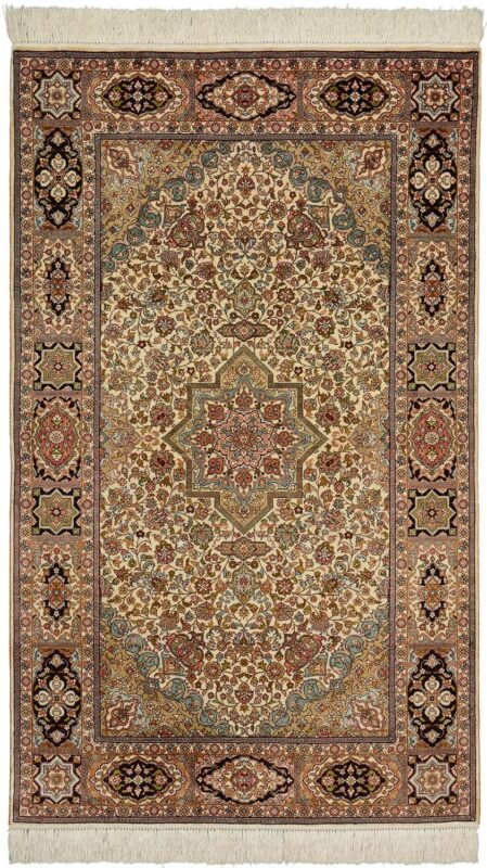 Qom Oriental Rug 92 × 152 cm, Silk, hand-knotted