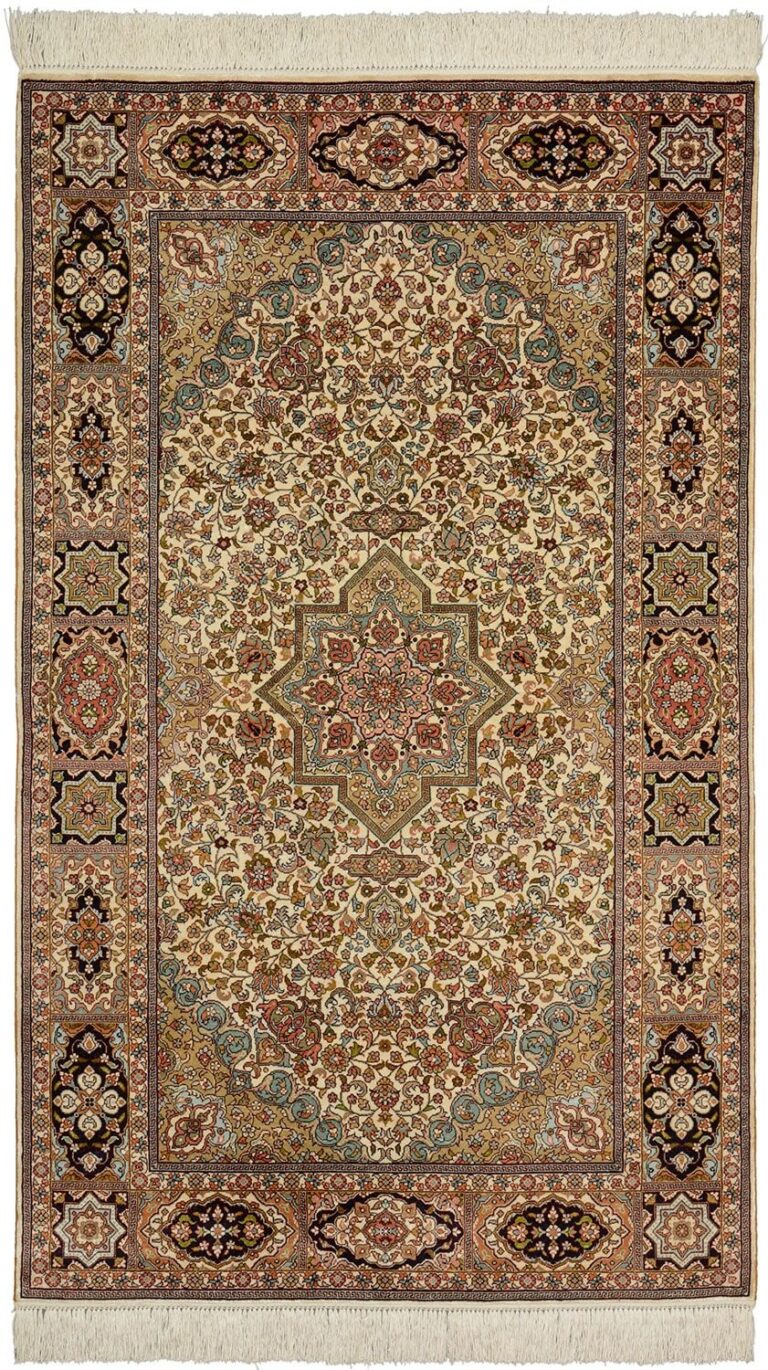 Qom Oriental Rug 92 × 152 cm, Silk, hand-knotted