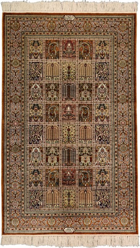 Qom Oriental Rug 93 × 152 cm, Silk, hand-knotted, antique