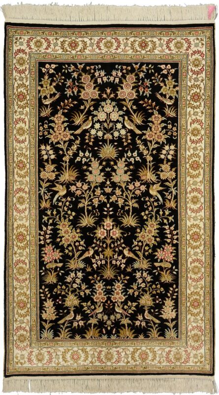 Qom Oriental Rug 93 × 155 cm, Silk, hand-knotted, exclusive Qom Oriental Rug 93 × 155 cm, Silk, hand-knotted, exclusive