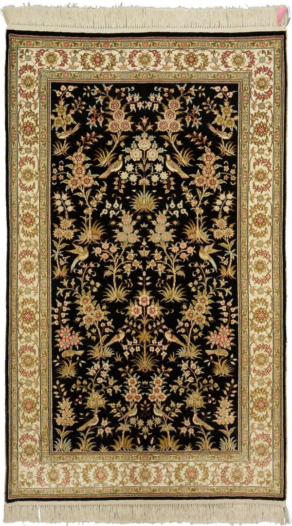 Qom Oriental Rug 93 × 155 cm, Silk, hand-knotted, exclusive Qom Oriental Rug 93 × 155 cm, Silk, hand-knotted, exclusive