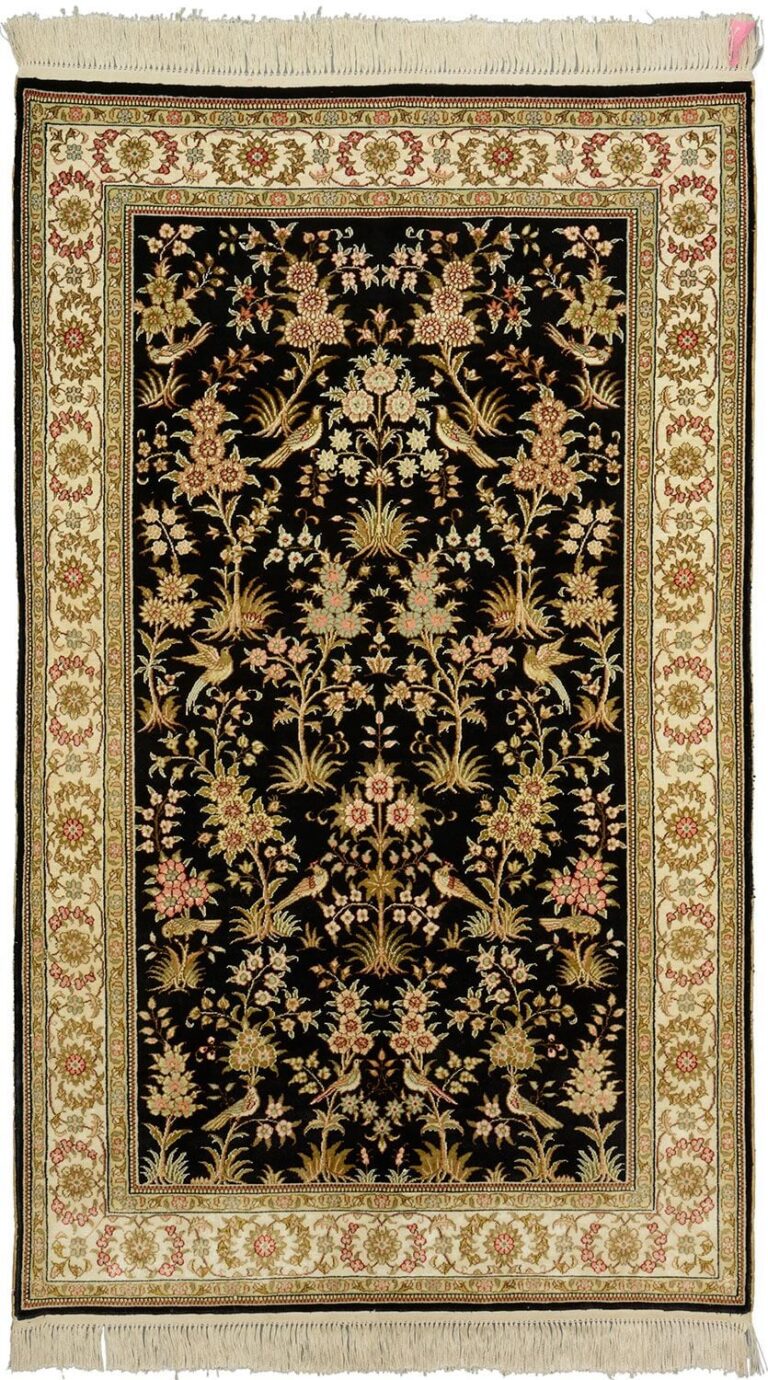 Qom Oriental Rug 93 × 155 cm, Silk, hand-knotted, exclusive
