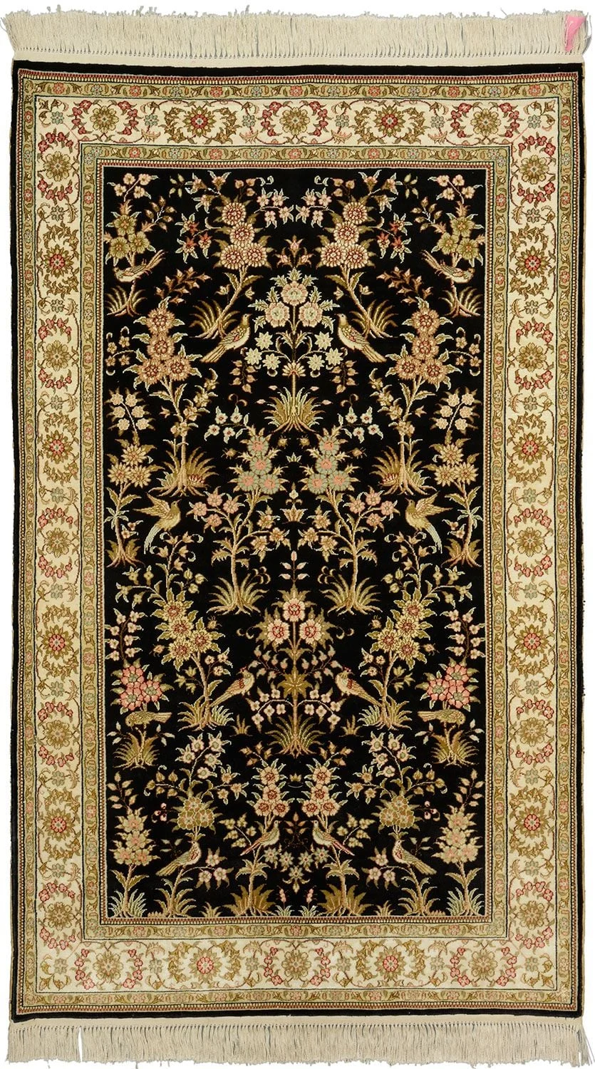 Qom Oriental Rug 93 × 155 cm, Silk, hand-knotted, exclusive