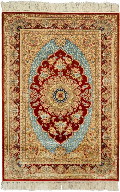 Qom Oriental Rug 94 × 133 cm, Silk, hand-knotted