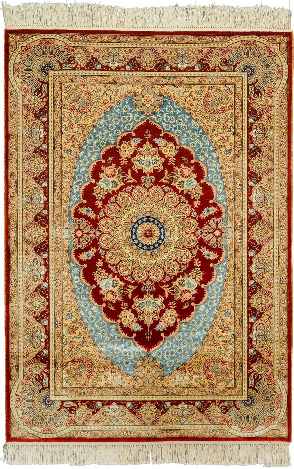 Qom Oriental Rug 94 × 133 cm, Silk, hand-knotted