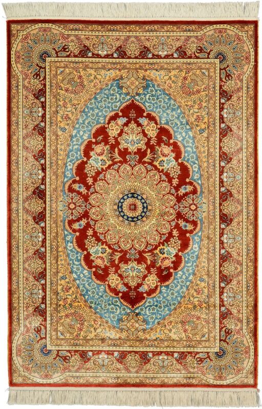 Qom Oriental Rug 94 × 137 cm, Silk, hand-knotted, exclusive