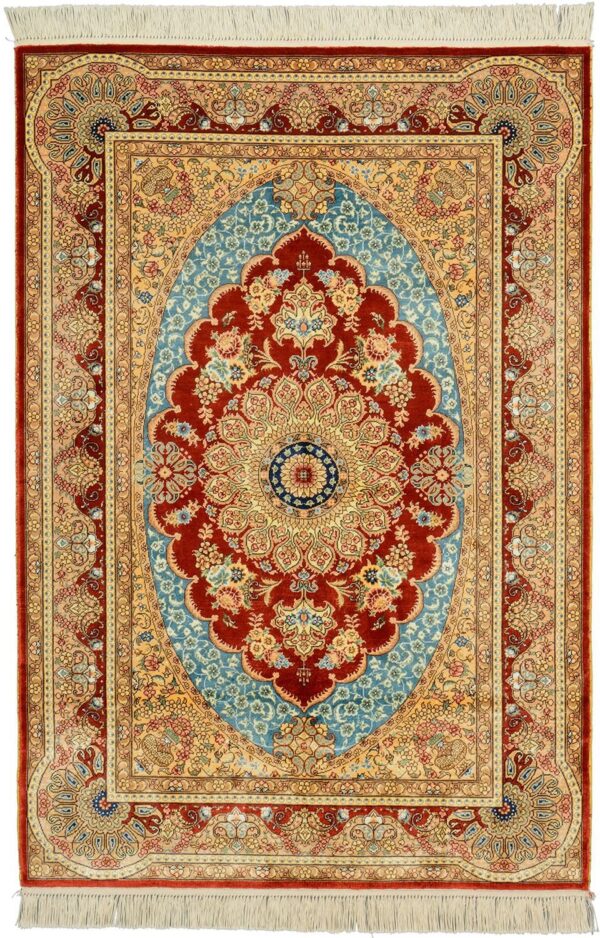 Qom Oriental Rug 94 × 137 cm, Silk, hand-knotted, exclusive