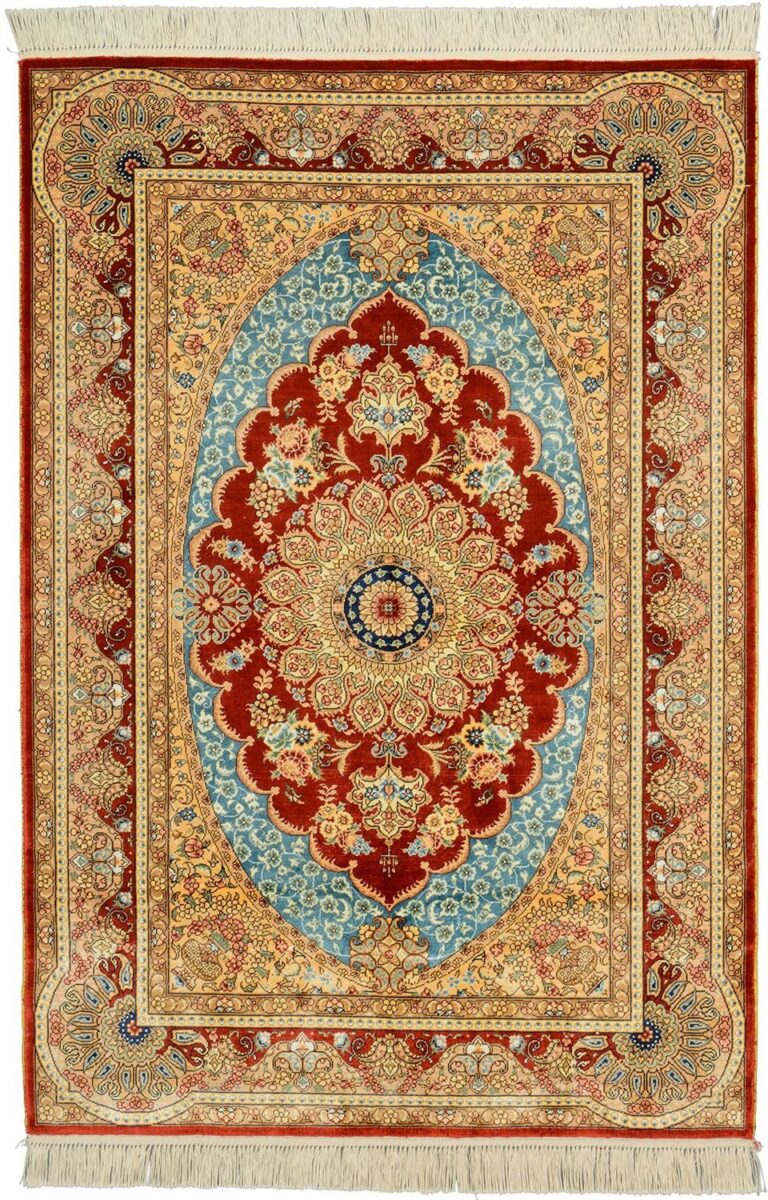 Qom Oriental Rug 94 × 137 cm, Silk, hand-knotted, exclusive