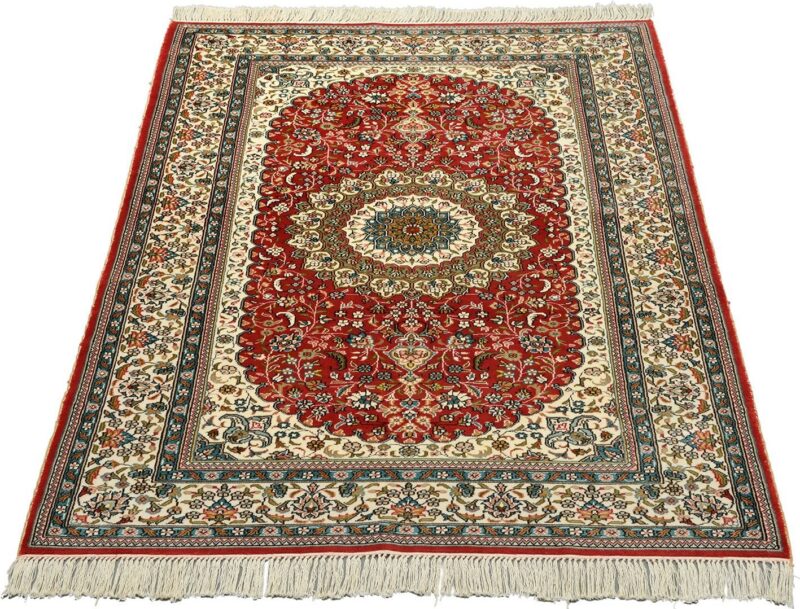 Qom Oriental Rug 94 × 150 cm, Silk, Multicolor, hand-knotted — view 2